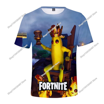 Zomer T-shirt voor kinderen, Battle Royale Fortnite Heldenoverwinning 3D, voor jongens en meisjes, babykleding
