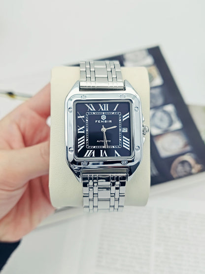 Luxury Square Watch for Men, Calendar Display, Stainless Steel Strap, High-End Luxury Small Square Men's Watch, Stylish Business Casual Versatile Trendy Men's Wristwatch, the Best Gift for Him