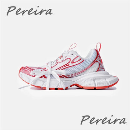 Street Style Thick Sole Men Sneakers New Mixed Colors Lace-Up Couple Casual Shoes Comfortable Breathable Running Walking Shoes