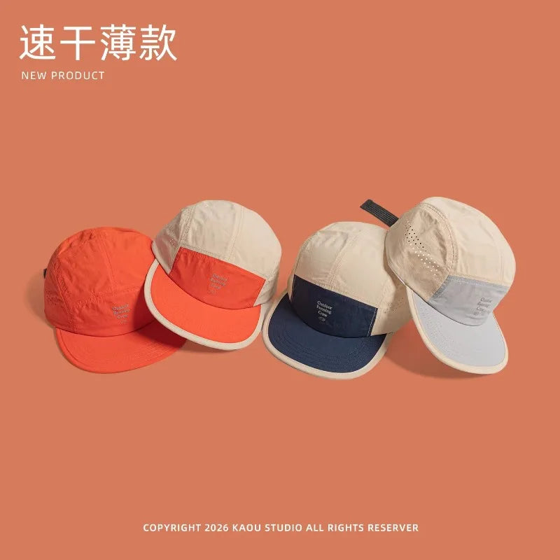 Outdoor Camping Sunscreen Quick-drying Color Matching Baseball Caps Women Summer Light and Breathable Retro 5-panel Men's Hat