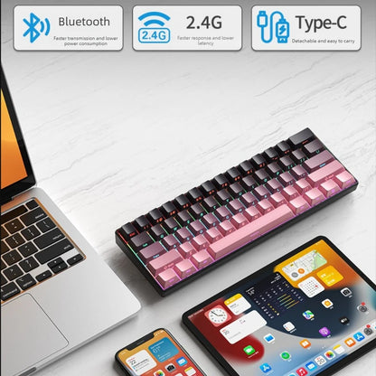 Wireless Gaming Mechanical Keyboard  Bluetooth 60 Percent RGB White Triple Mode Portable Keyboards  key board claviers teclado