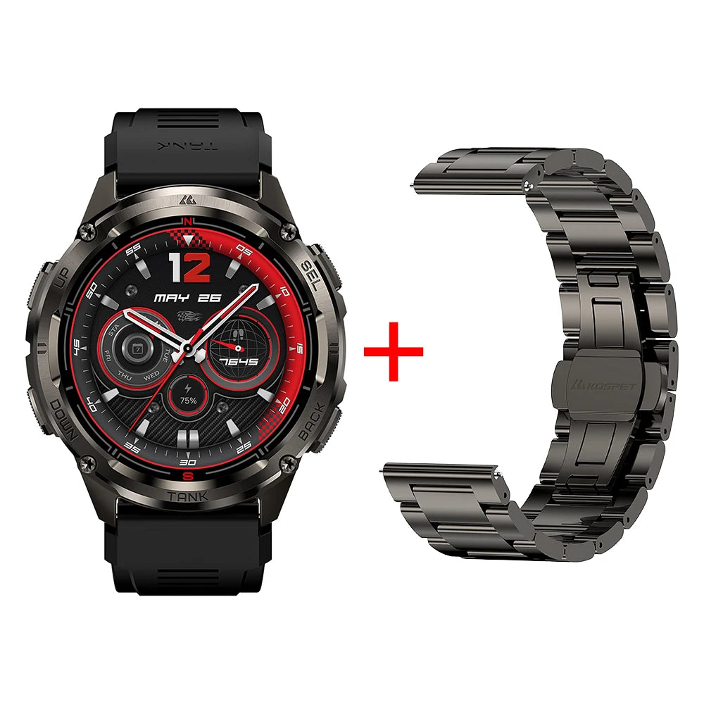KOSPET TANK T3 Ultra 2 Smart Watch For Men GPS Stainless Steel Smartwatch 50M Waterproof IP69K Health Monitor for Android iOS