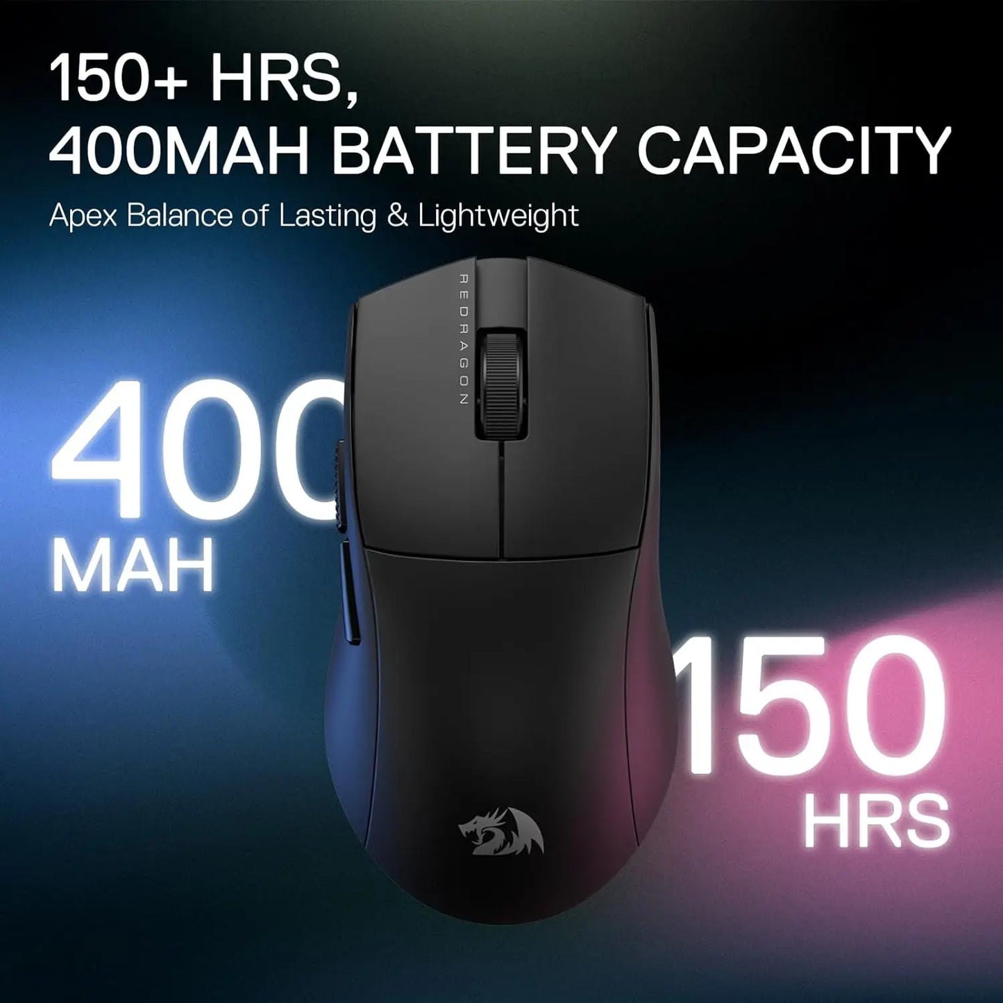 Redragon M916 PRO 3 módú vezeték nélküli gamer egér, Hype-Speed 4K lekérdezési frekvencia, 49 g ultrakönnyű, 26K DPI-s gamer egér