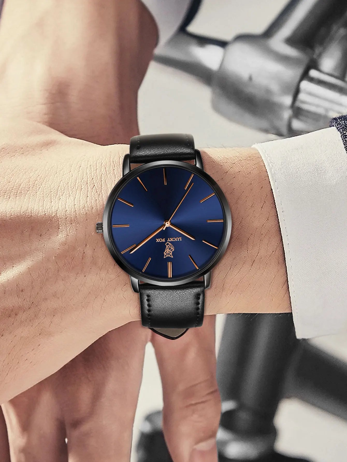 LUCKY FOX Classic Luxury Men Watch Simple Casual Men and Women Round Large Dial Quartz Watch Clock Gifts Men Reloj