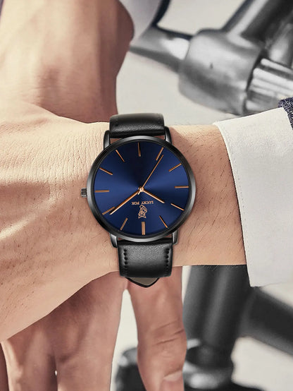 LUCKY FOX Classic Luxury Men Watch Simple Casual Men and Women Round Large Dial Quartz Watch Clock Gifts Men Reloj