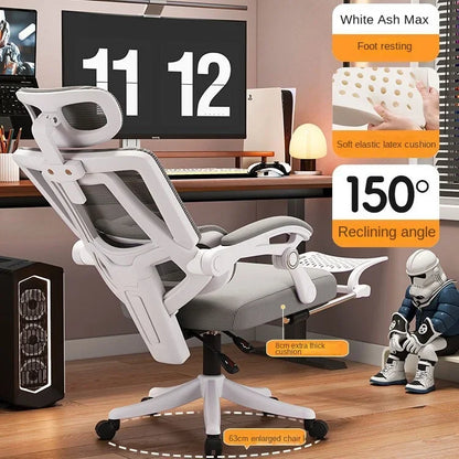 Ergonomisk kontorstol i mesh med lændestøtte, højrygget computerstol til voksne, komfortabel arbejdsstol til lange sessioner
