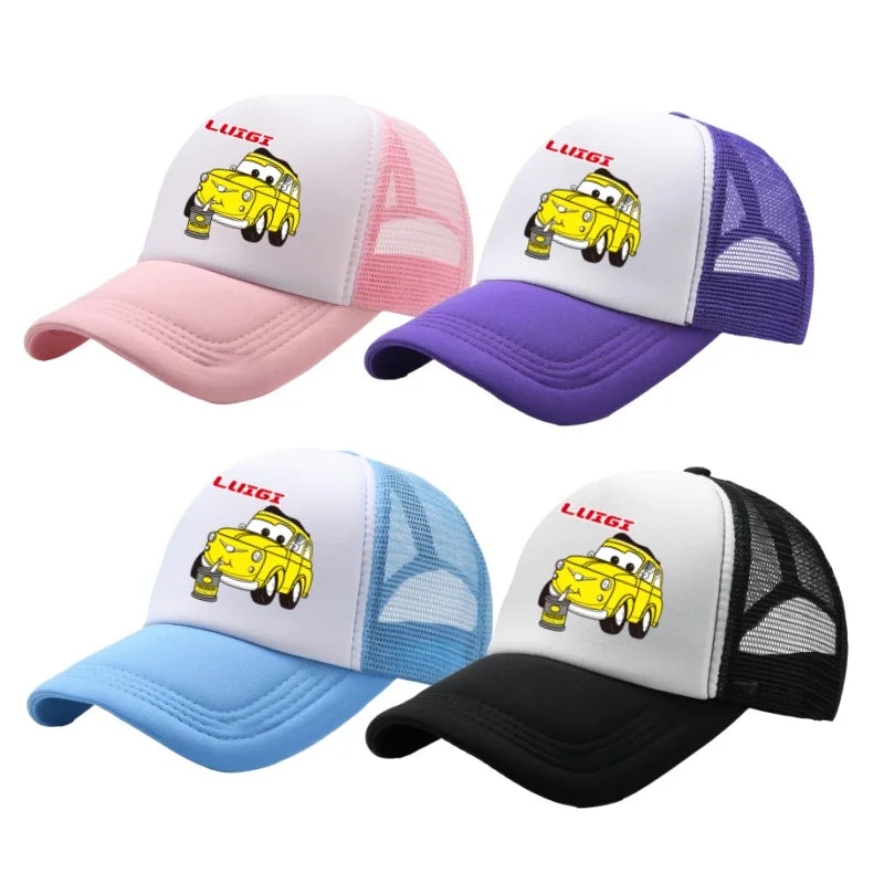 Anime Cars Lightning McQueen Cartoon Figure Print Fashion Baseball Cap Girls Boys Summer Casual Adjustable Sun Hat Birthday Gift