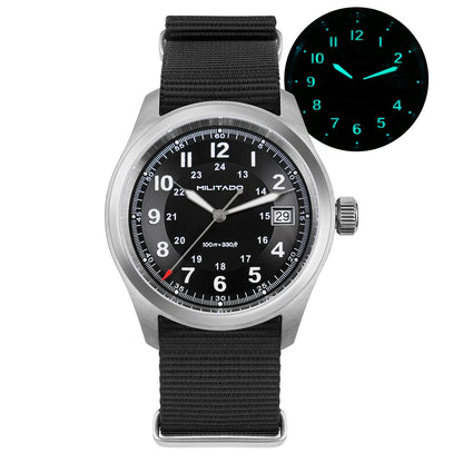 Militado ML08 Vintage Quartz Watch Ronda 515 Movement Ar Sapphire Mirror 38Mm Wrist Watch Date Super Luminous Waterproof Watches