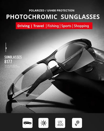 CoolPandas Photochromic Sunglasses Men Polarized Rimless Outdoor Sport Driving Glasses Day Night Chamelon Goggle zonnebril heren