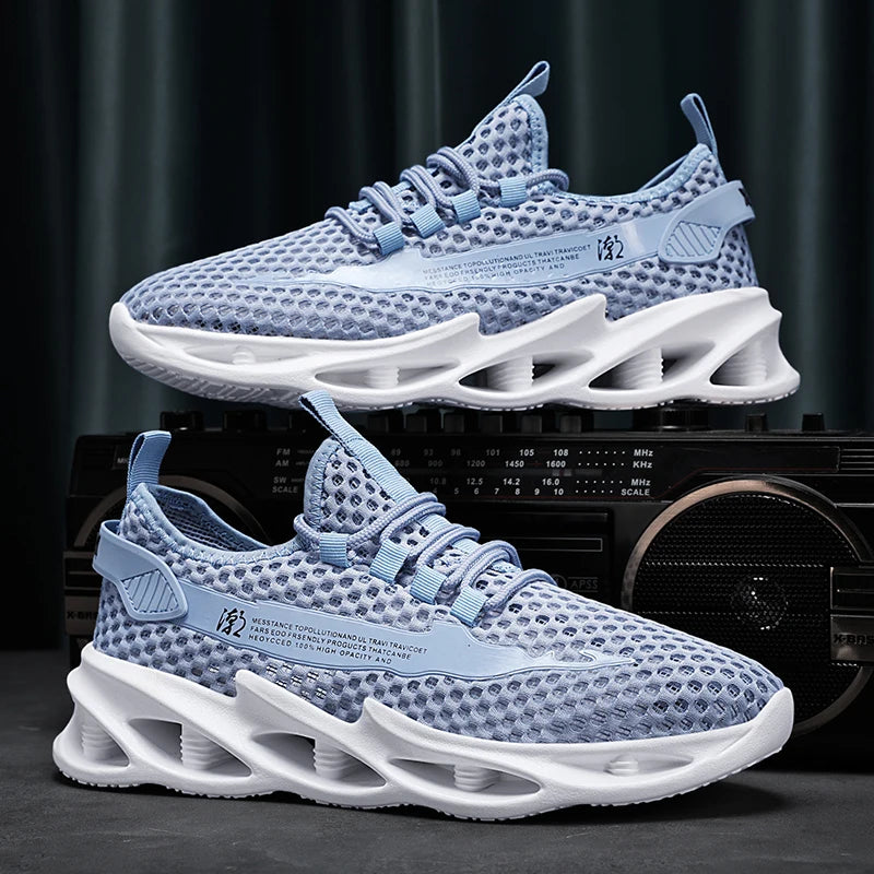 2025 New Summer Sneakers Men Mesh Breathable Running Tennis Shoes Outdoor Sports Tenis Masculino White Casual Walking Shoes Size