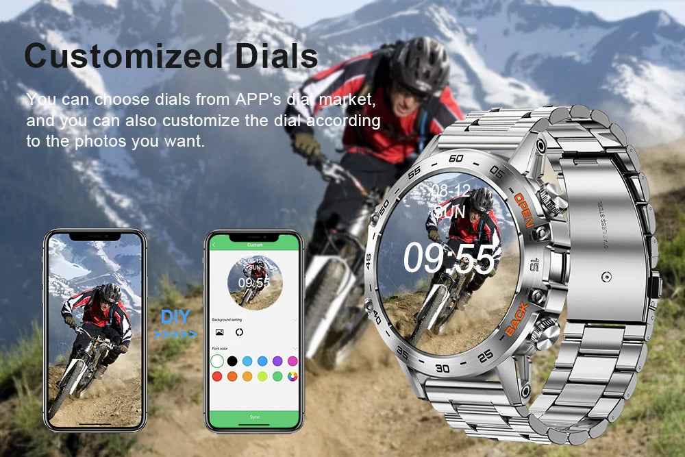 MEVADEN Steel 1.39 inch Men Luxury Smart Watch Bluetooth Call Sport Fitness Tracker Health Monitor Smartwatch for Male MD52