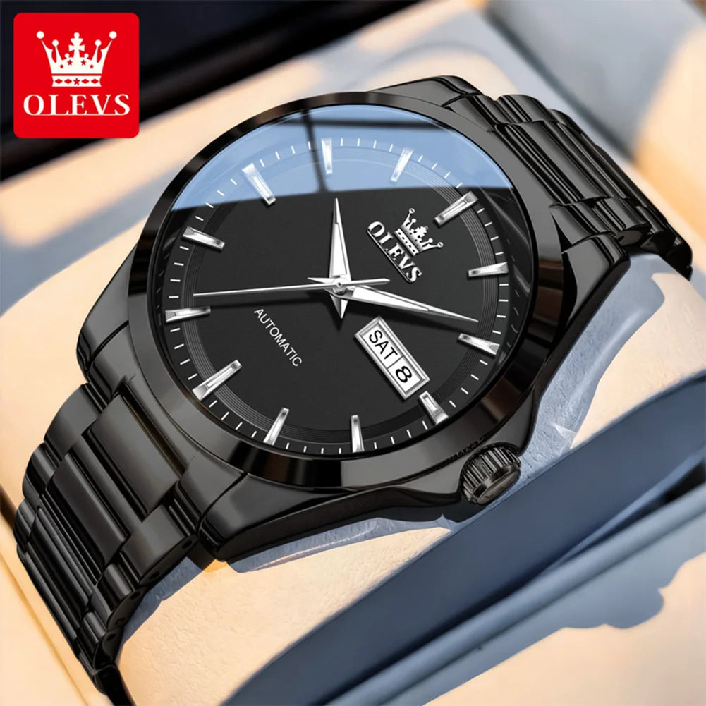 OLEVS 7090 Mens Watch Luxury Original Automatic Mechanical Watch Chronograph Week Date Watches For Man Waterproof Luminous