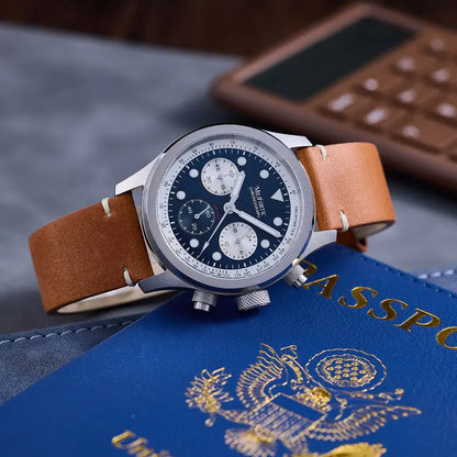 Milifortic 39MM Fashion Chronograph Watch Man R086 Retro C3Luminous Stainless Steel Waterproof 100M VK63 Quartz Watches For Man