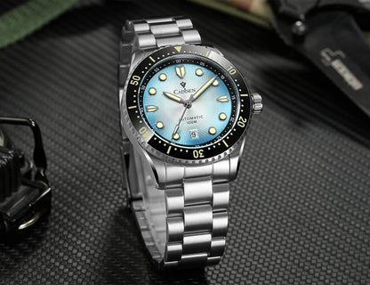 CADISEN Mechanical Automatic Watch Luxury Sapphire Japan MIYOTA 8215 Blue Wristwatch Ceramic Ring Waterproof Gift Men Watch