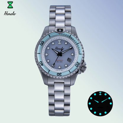 Horolo Women' Watches Japan Solar Movement 30mm Luminous Water Resistant Sapphire stainless steel Luxury Watch Gift For Wife