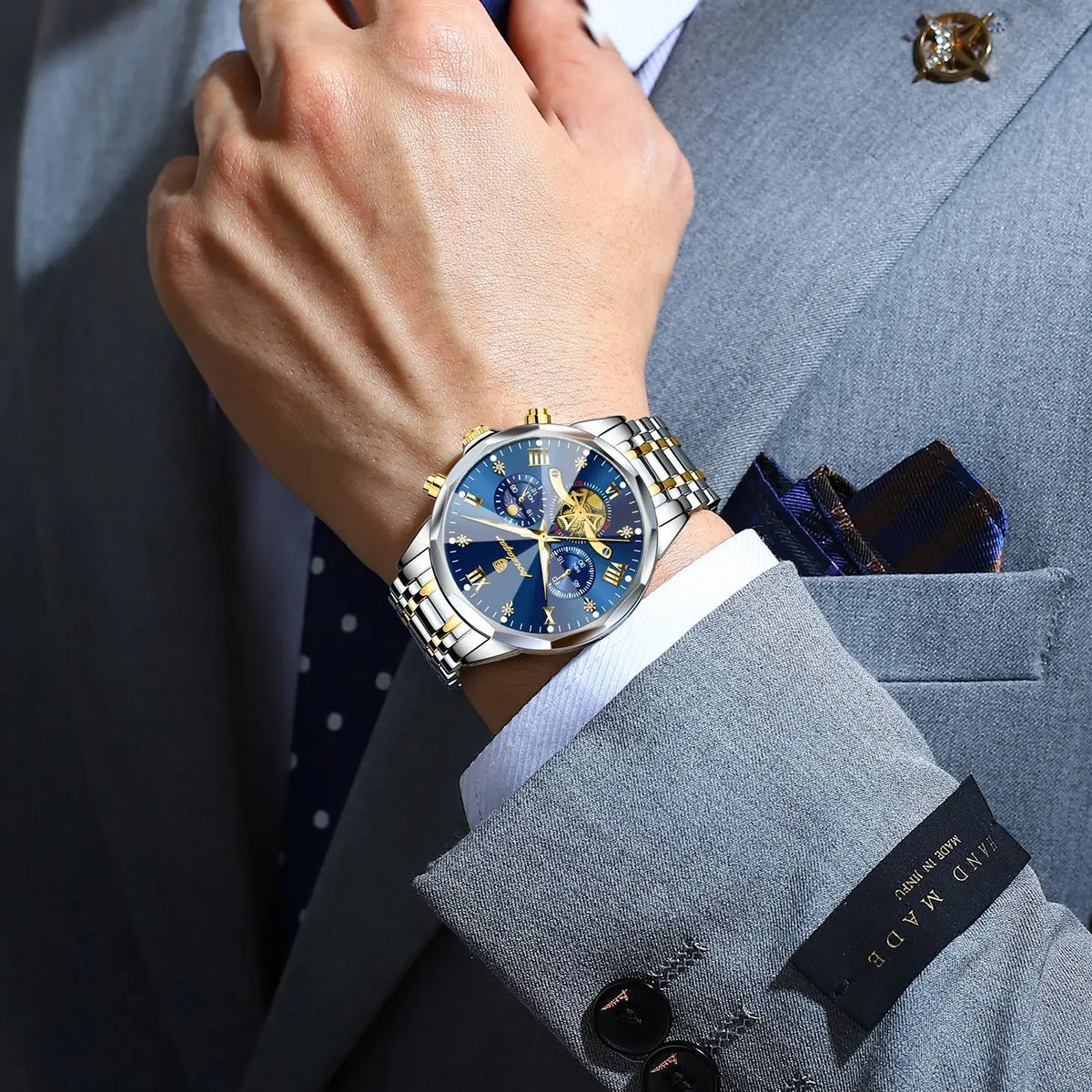 Montre homme POEDAGAR de luxe originale, étanche, chronographe lumineux, montre-bracelet en acier inoxydable à quartz, montres haut de gamme pour hommes