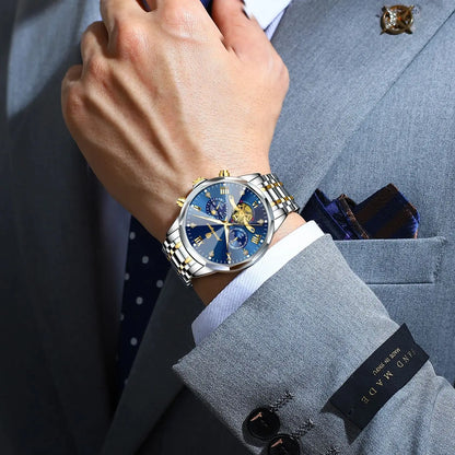 Montre homme POEDAGAR de luxe originale, étanche, chronographe lumineux, montre-bracelet en acier inoxydable à quartz, montres haut de gamme pour hommes