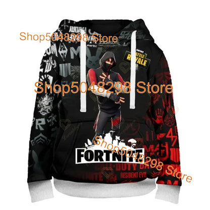 Sweatshirt com capuz para homem e mulher com estampado 3D Battle Royale Fortnite Victory — hoodie streetwear com capuz para rapazes e raparigas