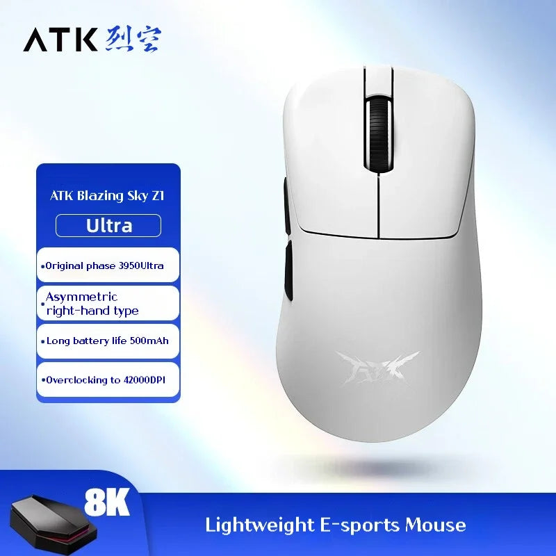ATK Z1 Pro Max Ultra Wireless -pelihiiri, mukautetut tassut, PAW3950, Ultra Smart Speed Wireless, 8k Polling Rate, 0.39ms matala viive