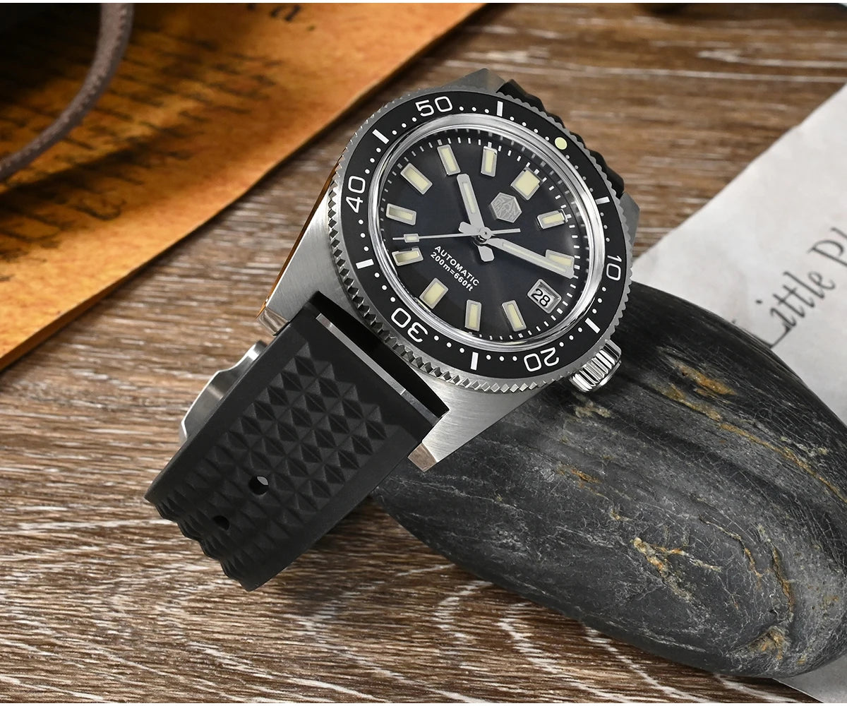 San Martin New 62mas 37mm Diver Mens Watch Classic Luxury Sapphire PT5000 SW200 Automatic Mechanical Watches Date 20Bar Luminous