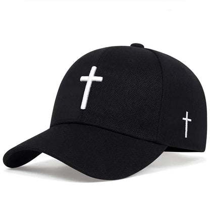Unisex Cross Embroidery Baseball Caps Outdoor Adjustable Spring and Autumn Casual Sunscreen Hat
