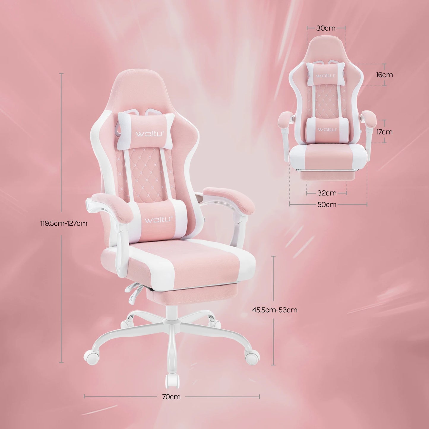 WOLTU sukamoji kompiuterio kėdė su masažo funkcija, ergonominė biuro kėdė su pagalvėle ir pakoju, reguliuojamo aukščio gaming kėdė