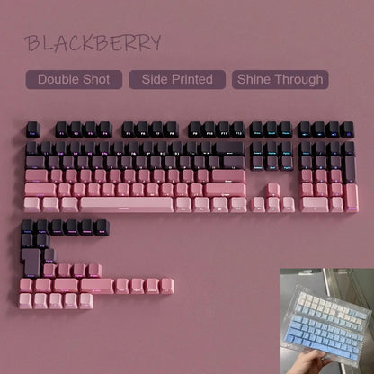 Novas Keycaps para Teclado Mecânico Gaming 60/64/84/98/108 com Switch MX, 135 Teclas OEM PBT, Gravação Lateral, Gradiente Vermelho e Preto