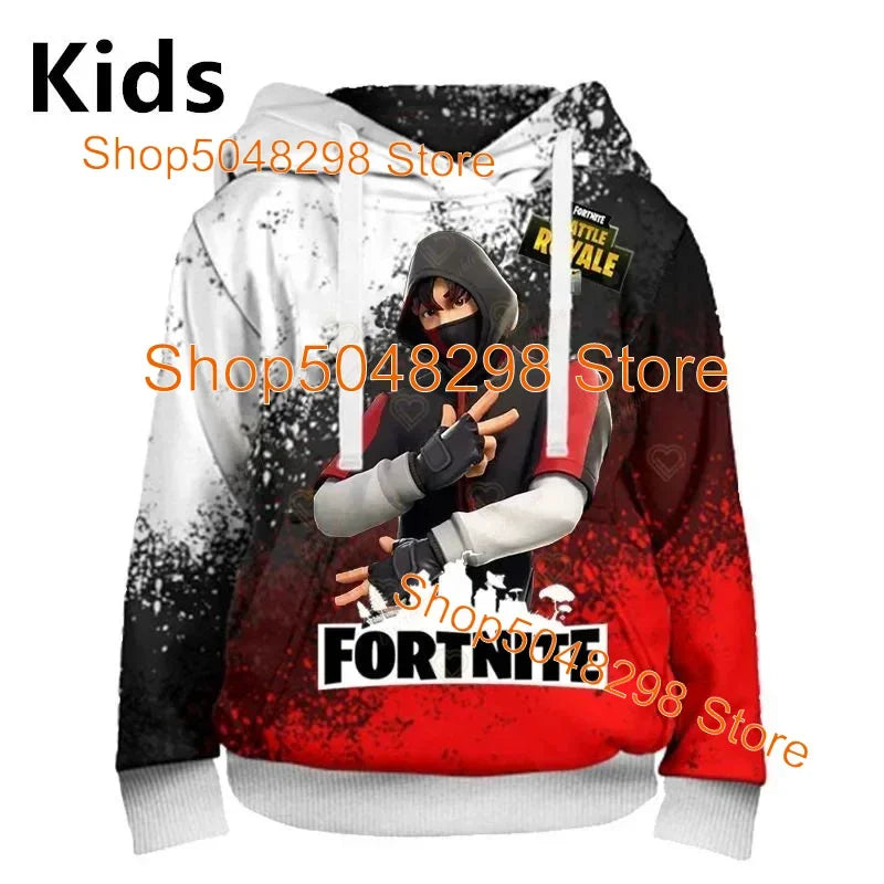 Sweatshirt com capuz para homem e mulher com estampado 3D Battle Royale Fortnite Victory — hoodie streetwear com capuz para rapazes e raparigas