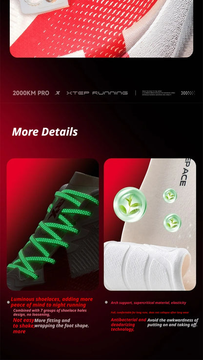 XTEP 2000km PRO Running Shoes For Men 2026 Spring Soft Durability Stability Comfort Lightweight Male Sports Sneakers 874219110026
