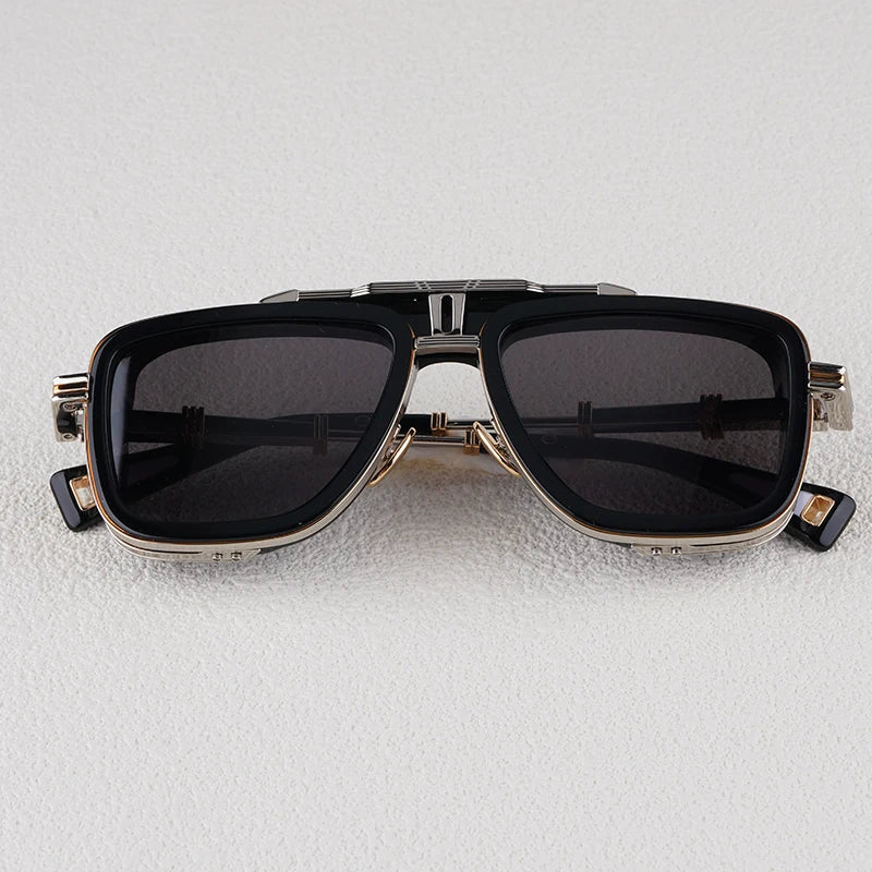 Gto Square Alloy Thick Frame Gradient Sunglasses for Men and Women High Quality Brand Designer uv400 Outdoor Trendy Eyeglasses
