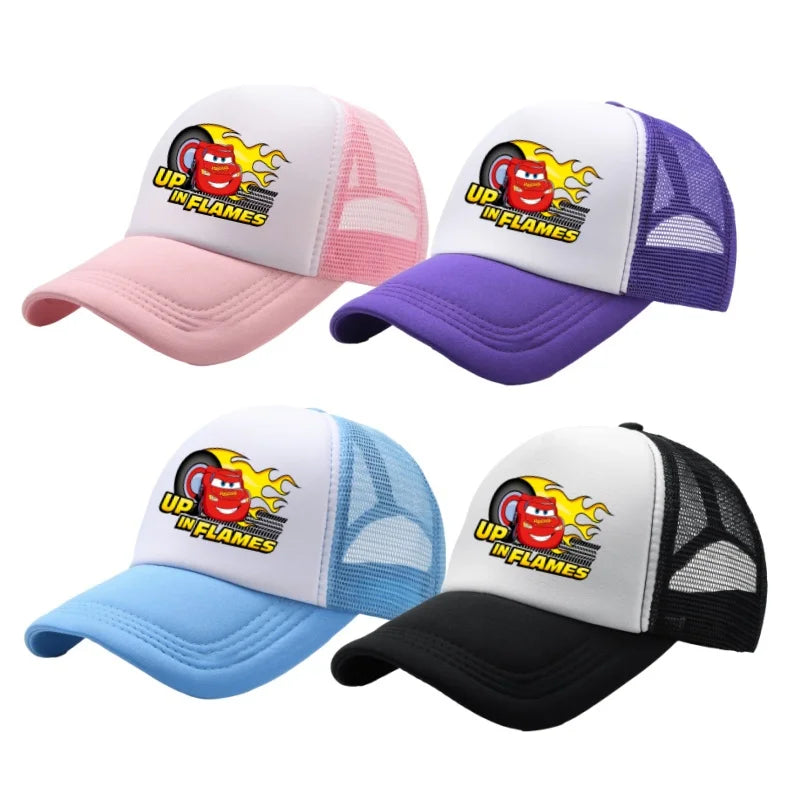 Anime Cars Lightning McQueen Cartoon Figure Print Fashion Baseball Cap Girls Boys Summer Casual Adjustable Sun Hat Birthday Gift
