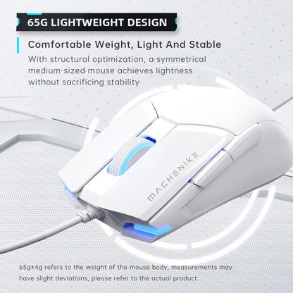 Machenike M7Pro Wired Gaming Mouse USB Instant A825 12800DPI 1000Hz 7 Button 65g RGB For Laptop PC Mouse Gamer