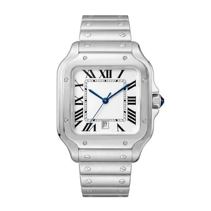 New Luxury Men's Quartz Watch Classic Retro Style Women's Watch Roman Numerals Date Display Stainless Steel Japanese Movement