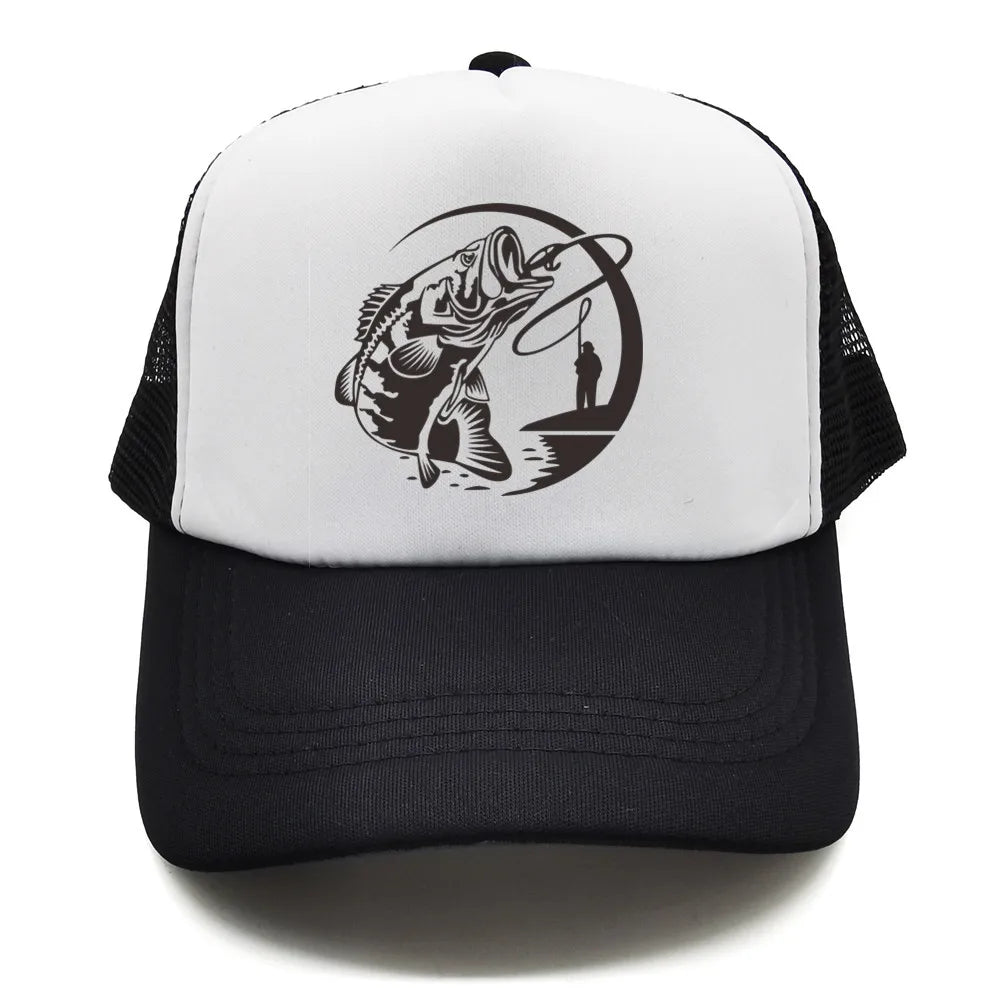 Fiske-skelett-trucker-keps, sommar, herr, cool fiskarkeps, basebollkeps, unisex, utomhus, nätkepsar, MZ-238