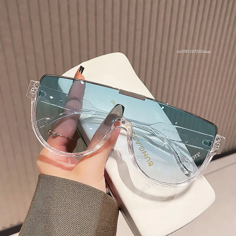 2025 New Design Monoblock Semi-round Sunglasses Designer Half Frame Goggle Shades Outdoor Oversized Sun Glasses for Women & Men