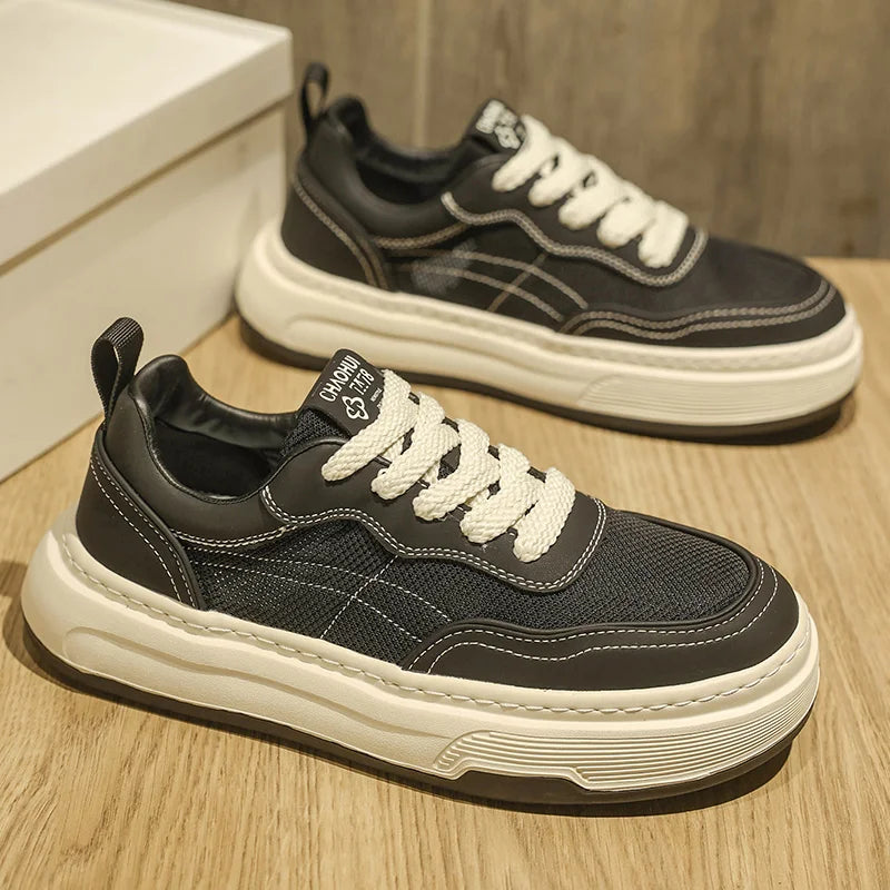 Men's Ultralight Breathable Mesh Sneakers 2025 Fashion Thick Sole Casual Shoes Comfortable Lace-up Trainers for Daily Walking