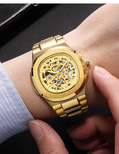 Hollow Out Men's Mechanical Wrist Watches Skeleton Design Luxury Full Automatic Man Watch relogio