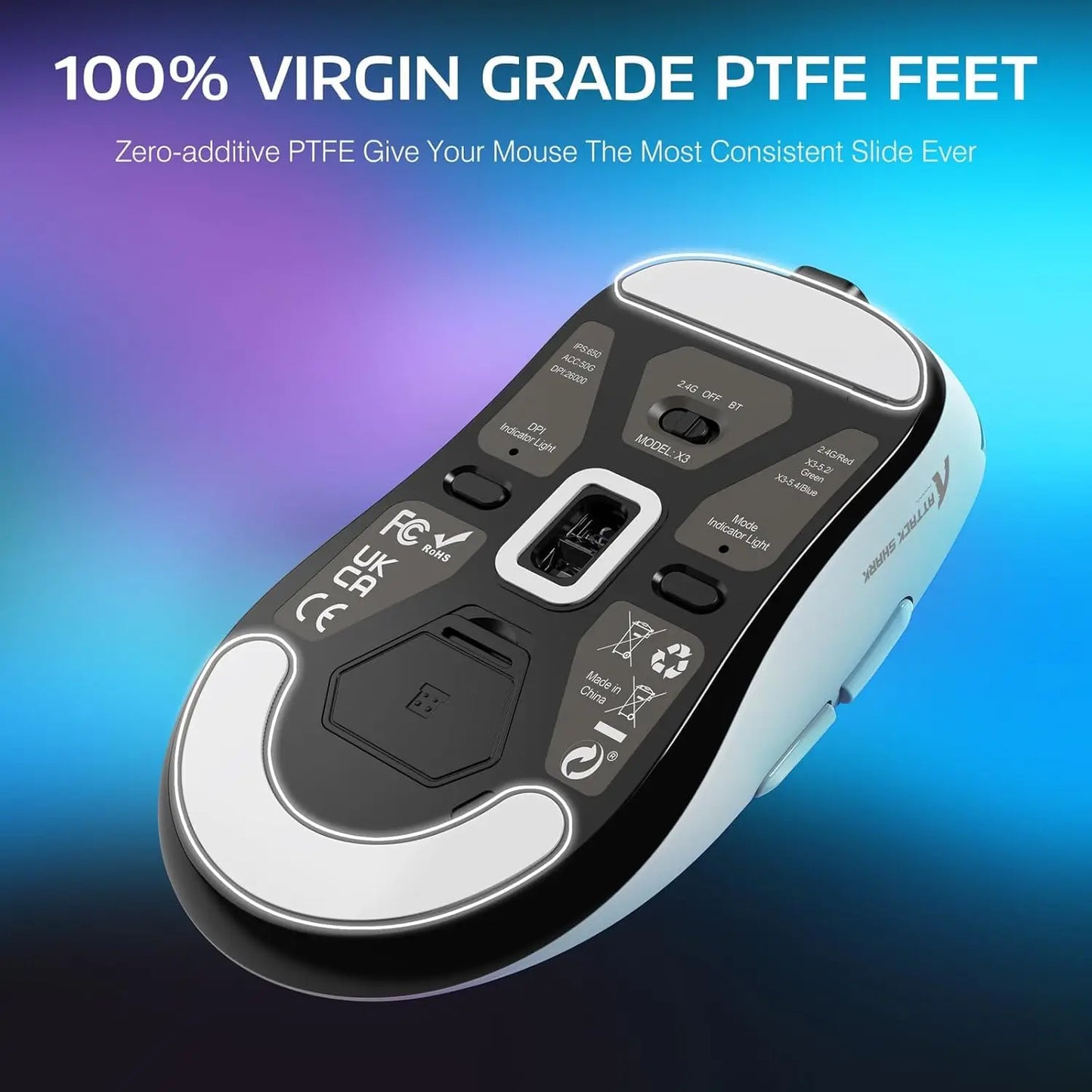 Mysz gamingowa Attack Shark X3Pro Wireless Bluetooth PixArt PAW3395 26000dpi, optyczna mysz z połączeniem Tri-Mode i makrami