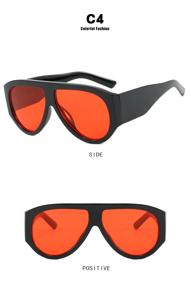Oversized Pilot Sunglasses Women Fashion 2026 Luxury Big Frame One Piece Gradient Sunglasses Retro Classic Thick Shades