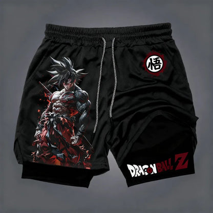 2026 Summer Dragon Ball Z Dark Inferno Spirit Goku 3D Printed Double-Layer Loose-Fitting Breathable Quick-Drying Short Pants