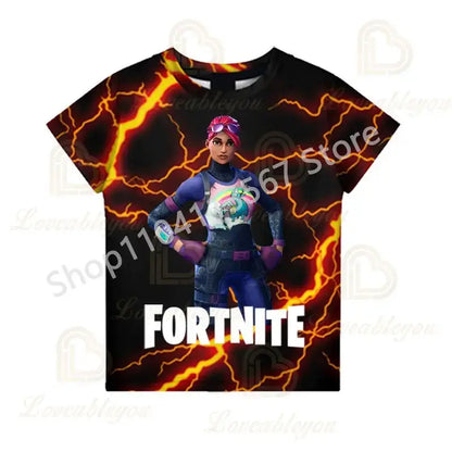 T-shirt de Verão F-Fortnited para Crianças 100-160cm, Promoção Especial, para Meninos, Bebés e Crianças Pequenas, T-shirts Divertidas de Gaming, Moda para Meninas e Meninos, Presente de Aniversário