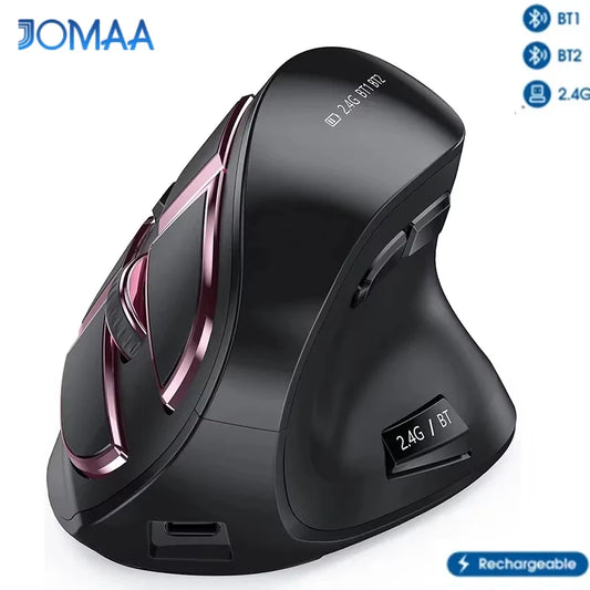 Jomaa 2.4G+Bluetooth Vertical Mouse Wireless for Apple Mac Laptop Notebook 9 Buttons Rechargeable Gaming Mouse for PC iPad