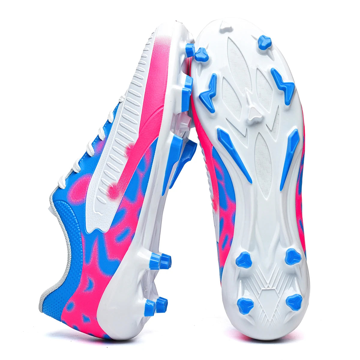 Chaussures de football AG FG économiques, tige en mélange PU, crampons longs en TPU durables, antidérapantes, pour adultes, pour terrain en herbe naturelle