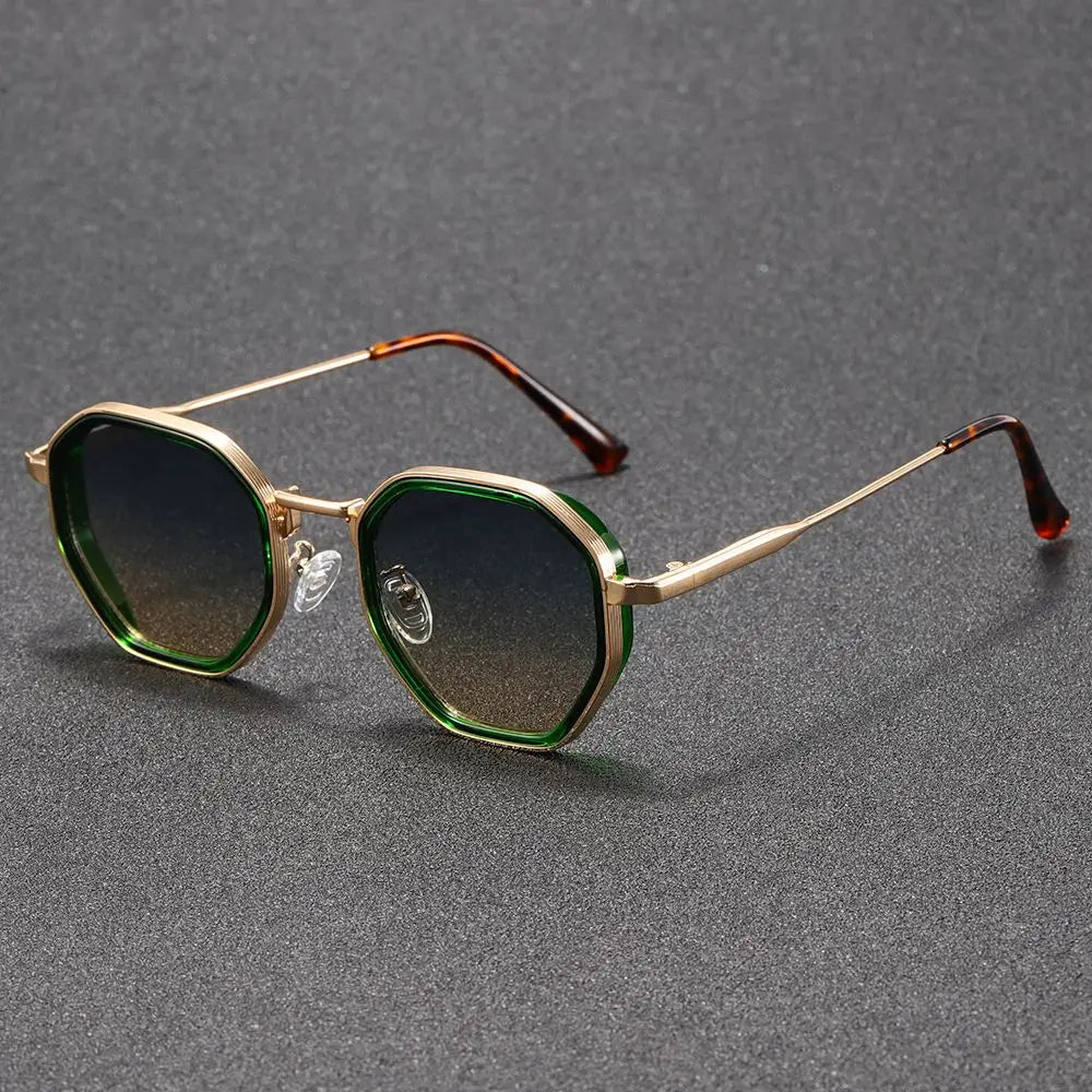 1PCunisex Round Metal Fashionable Sunglasses, Retro Style, Fashionable Basic Model, Classic Color Contrast Matching