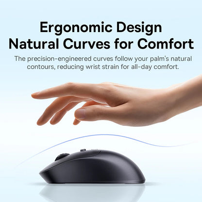 【NOVINKA】Baseus EM2 ergonomická bezdrátová myš Bluetooth 5.3 2.4G nabíjení Type-C ultralehká tichá myš s přizpůsobitelným tlačítkem