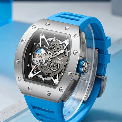 ONOLA Luxury Automatic Watch Men Fashion Hollow Silicone Waterproof Mechanical Watch Men Military Sports Watch Clock