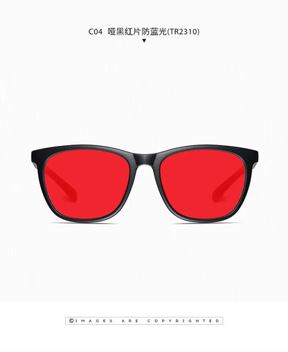 Men Sleep Blue Light Blocking Glasses Women Anti Radiation Computer Eyewear UV500 PC Red Lenses TR90 Square Eyeglasses Frames