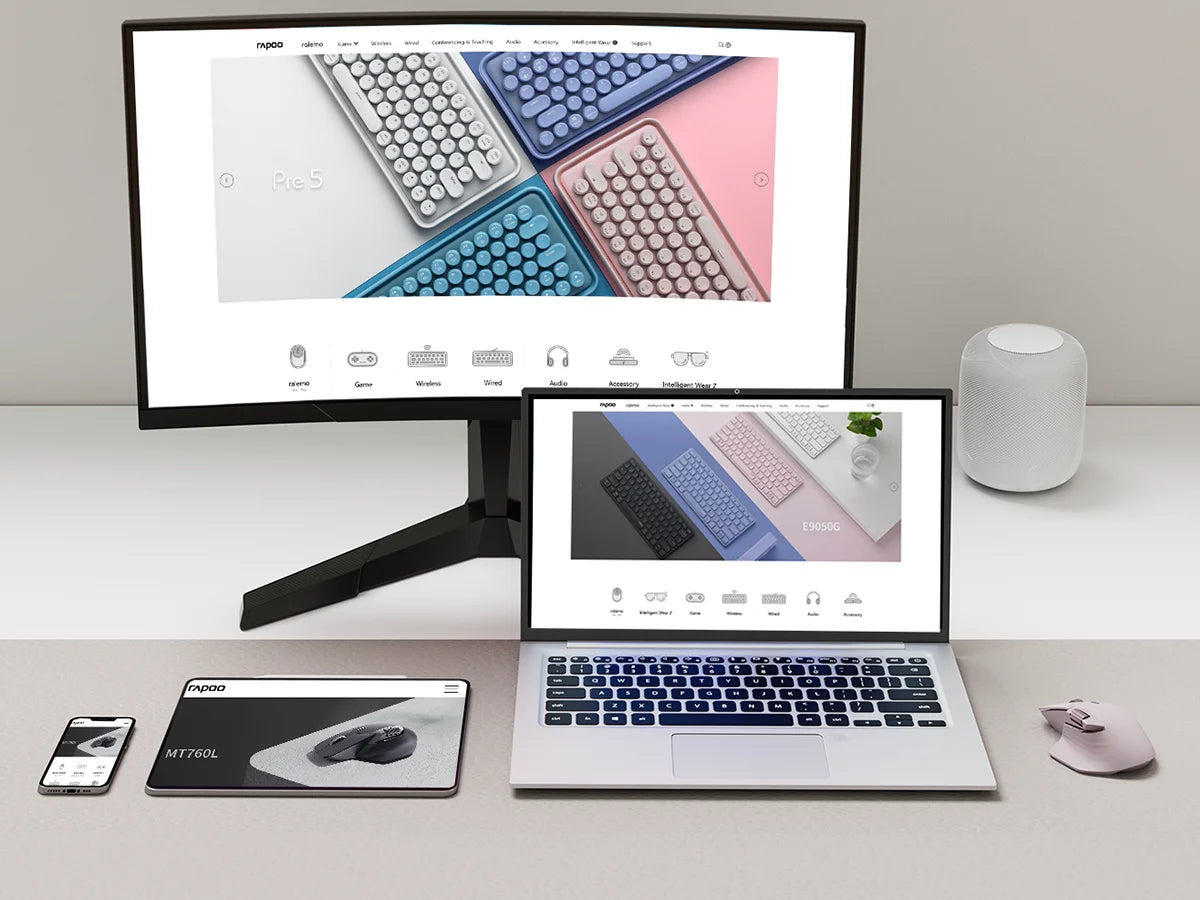 Rapoo MT760L/MT760M daugiarėžimė įkraunama belaidė pelė, ergonomiška, 4000 DPI, palaiko iki 4 įrenginių, Bluetooth pelė