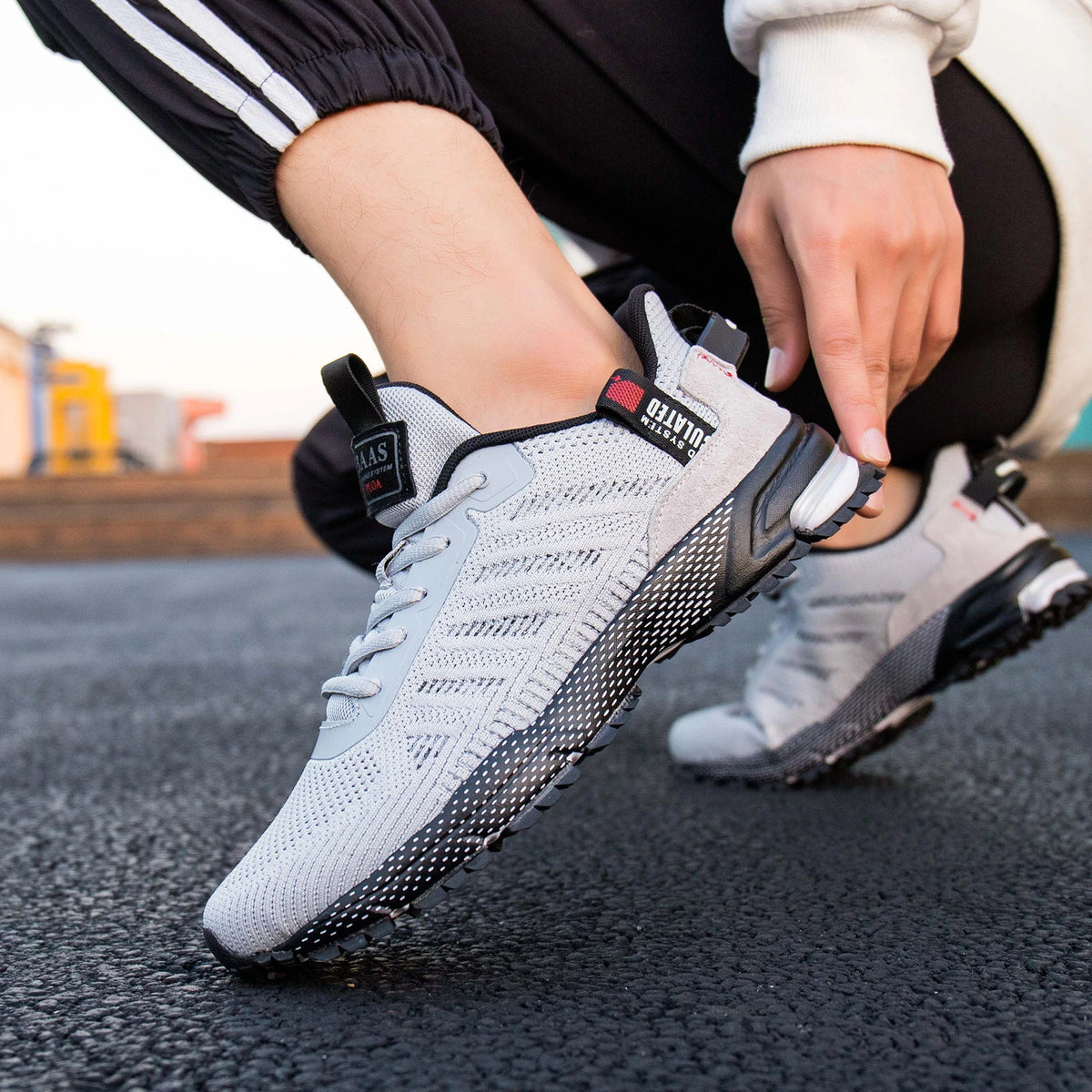 Baasploa professionele hardloopschoenen voor heren, lichtgewicht designer mesh sneakers voor heren, veterschoenen voor outdoor sport en tennis