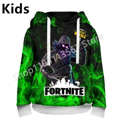 Llama Battle Royale Fortnite Hoodies, 3D Printed Sweatshirts for Men, Women, and Children, Boys and Girls Streetwear Pullover, Green Tops